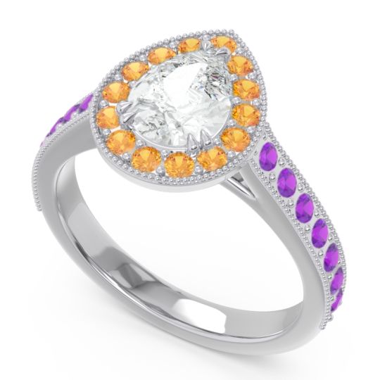 Halo Pave Milgrain Pear Samsic Ring