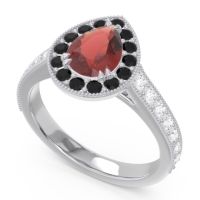 Halo Pave Milgrain Pear Samsic Ring