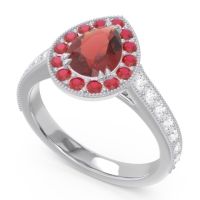 Halo Pave Milgrain Pear Samsic Ring