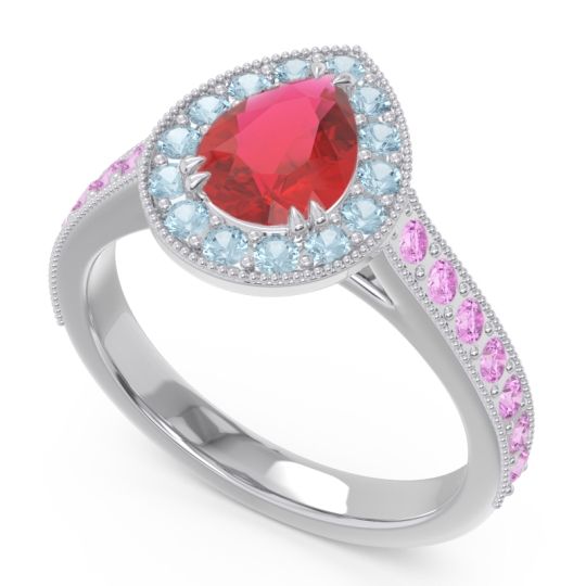 Halo Pave Milgrain Pear Samsic Ring