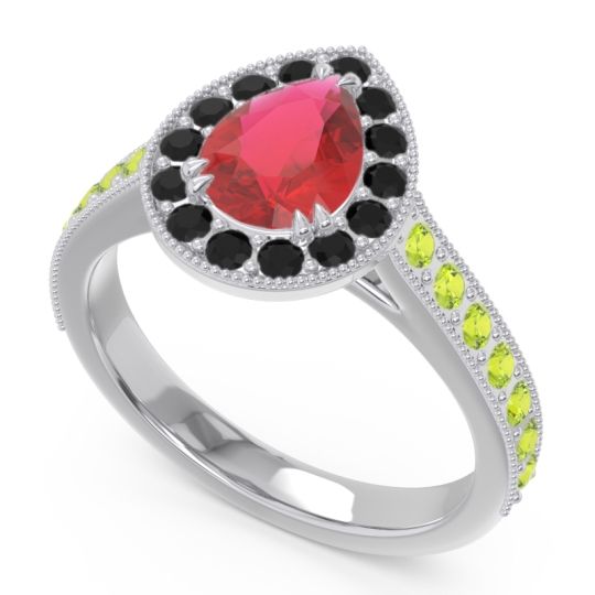 Halo Pave Milgrain Pear Samsic Ring