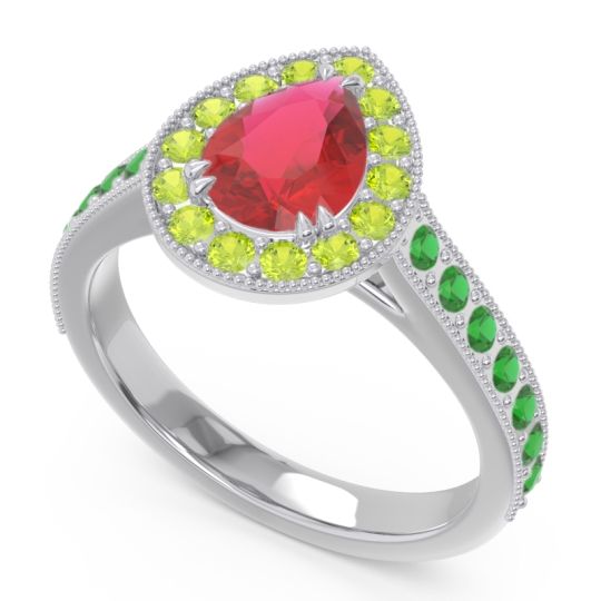 Halo Pave Milgrain Pear Samsic Ring