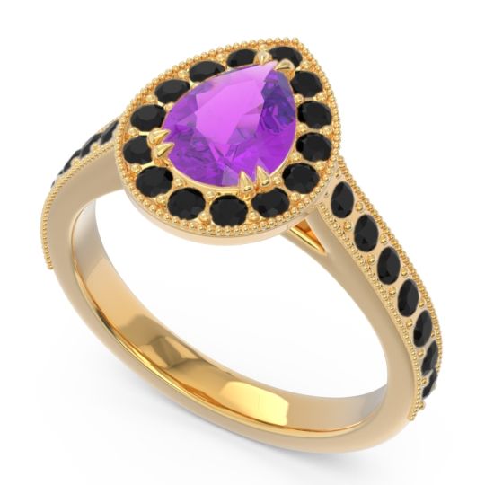 Halo Pave Milgrain Pear Samsic Ring