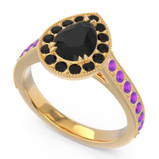 Halo Pave Milgrain Pear Samsic Ring