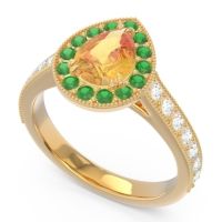 Halo Pave Milgrain Pear Samsic Ring