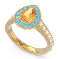 Halo Pave Milgrain Pear Samsic Ring