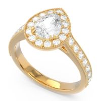 Halo Pave Milgrain Pear Samsic Ring