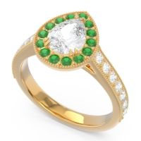 Halo Pave Milgrain Pear Samsic Ring