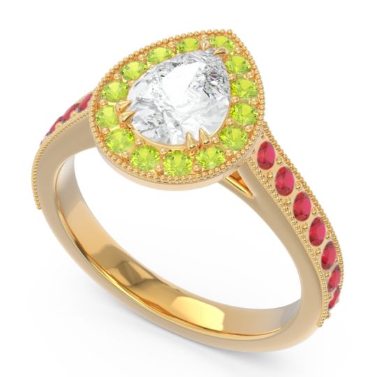 Halo Pave Milgrain Pear Samsic Ring