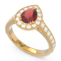 Halo Pave Milgrain Pear Samsic Ring