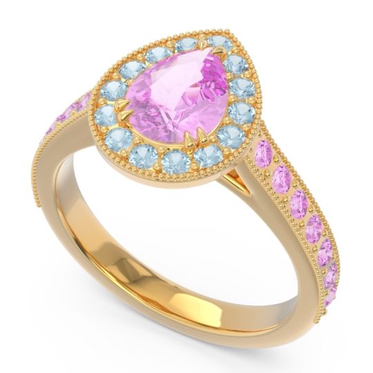 Halo Pave Milgrain Pear Samsic Ring