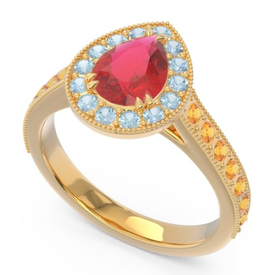 Halo Pave Milgrain Pear Samsic Ring
