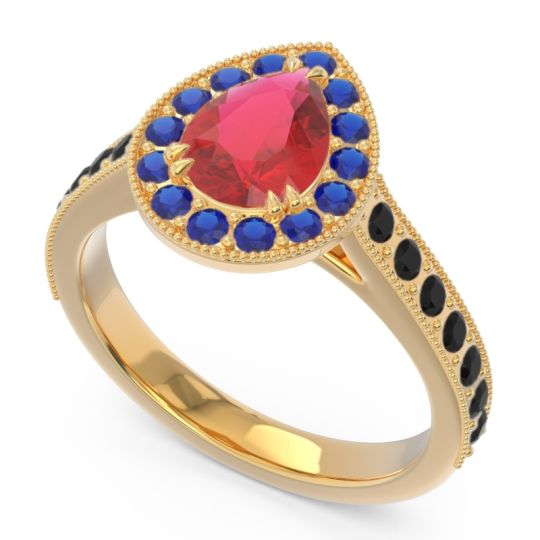 Halo Pave Milgrain Pear Samsic Ring