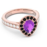 Halo Pave Milgrain Pear Samsic Ring