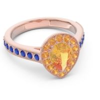 Halo Pave Milgrain Pear Samsic Ring