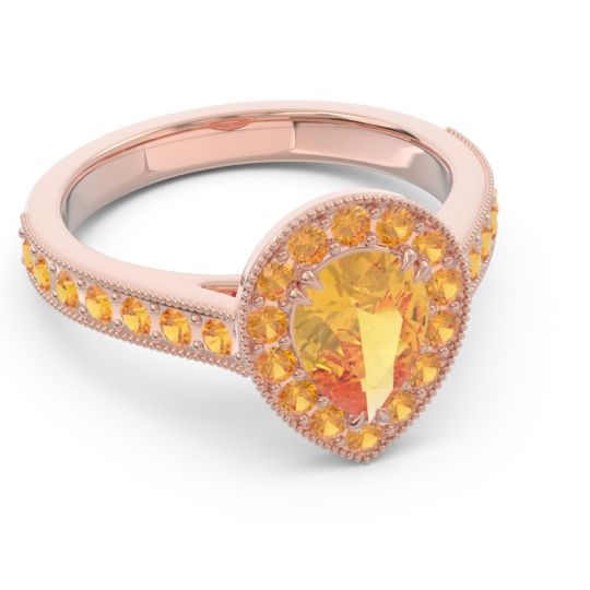 Halo Pave Milgrain Pear Samsic Ring