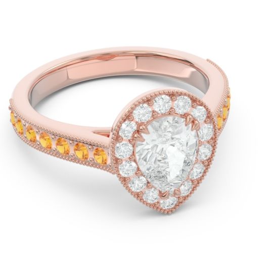 Halo Pave Milgrain Pear Samsic Ring