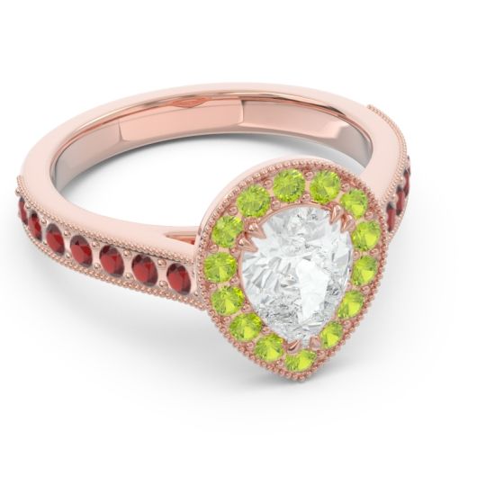 Halo Pave Milgrain Pear Samsic Ring