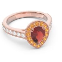 Halo Pave Milgrain Pear Samsic Ring