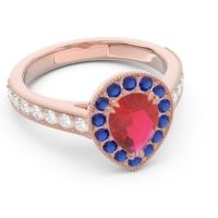 Halo Pave Milgrain Pear Samsic Ring