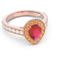 Halo Pave Milgrain Pear Samsic Ring