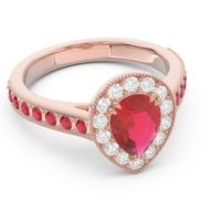Halo Pave Milgrain Pear Samsic Ring