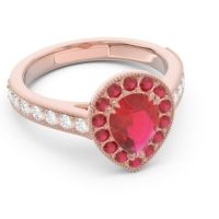 Halo Pave Milgrain Pear Samsic Ring