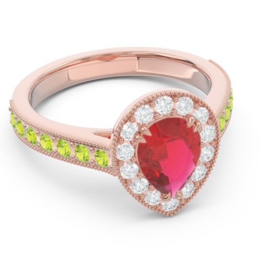 Halo Pave Milgrain Pear Samsic Ring