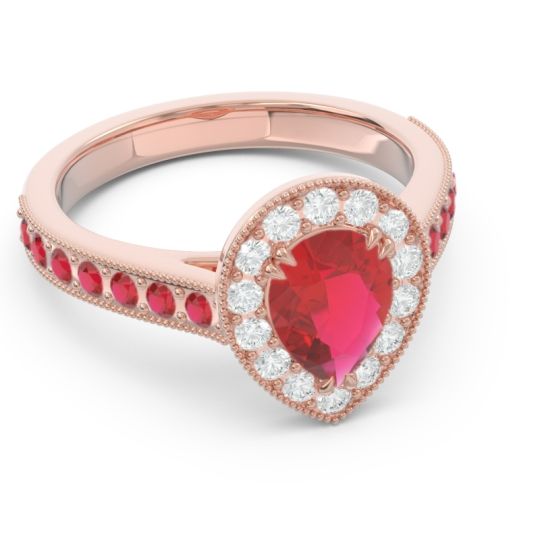 Halo Pave Milgrain Pear Samsic Ring
