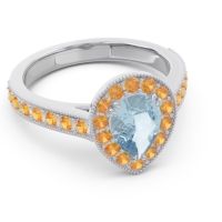 Halo Pave Milgrain Pear Samsic Ring
