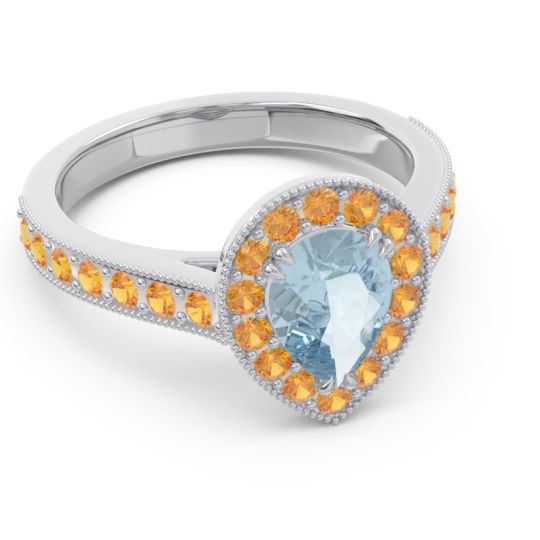 Halo Pave Milgrain Pear Samsic Ring