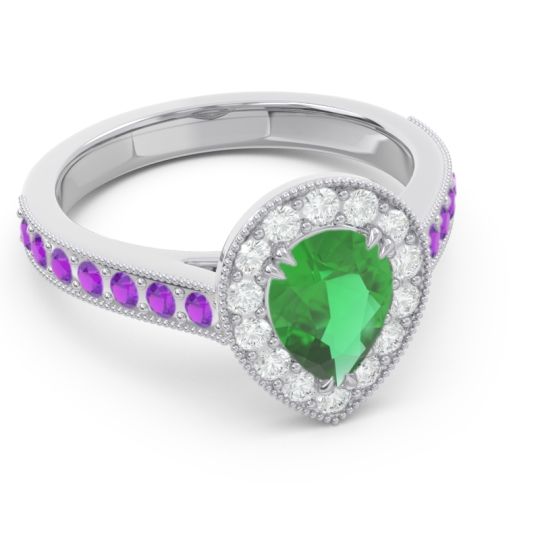 Halo Pave Milgrain Pear Samsic Ring