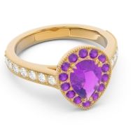 Halo Pave Milgrain Pear Samsic Ring