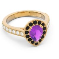 Halo Pave Milgrain Pear Samsic Ring
