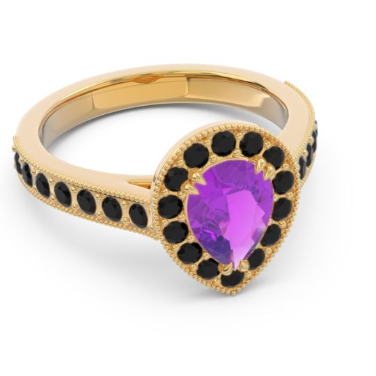 Halo Pave Milgrain Pear Samsic Ring