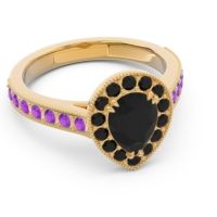 Halo Pave Milgrain Pear Samsic Ring