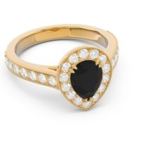 Halo Pave Milgrain Pear Samsic Ring