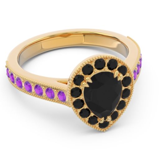 Halo Pave Milgrain Pear Samsic Ring