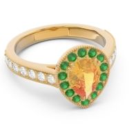 Halo Pave Milgrain Pear Samsic Ring