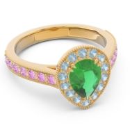 Halo Pave Milgrain Pear Samsic Ring