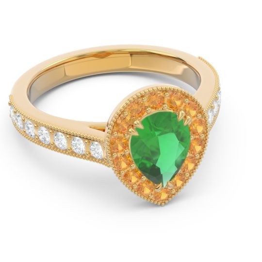 Halo Pave Milgrain Pear Samsic Ring