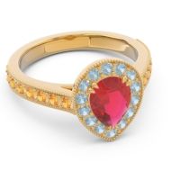 Halo Pave Milgrain Pear Samsic Ring