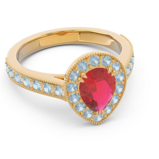 Halo Pave Milgrain Pear Samsic Ring
