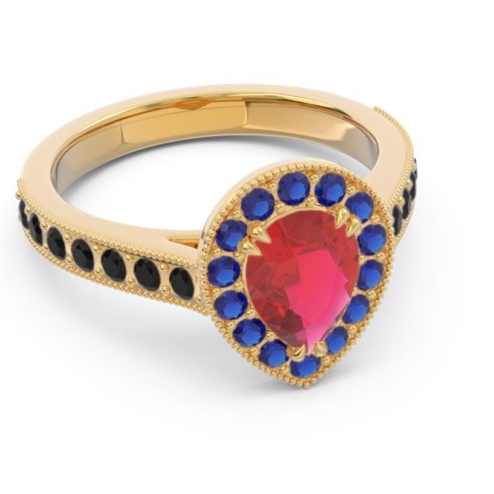Halo Pave Milgrain Pear Samsic Ring