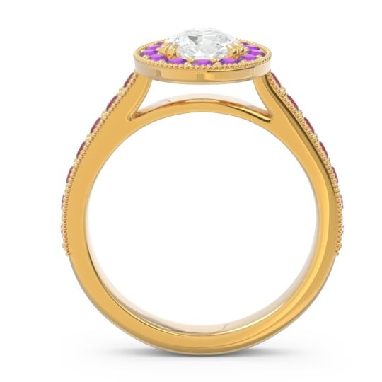 Halo Pave Milgrain Pear Samsic Ring