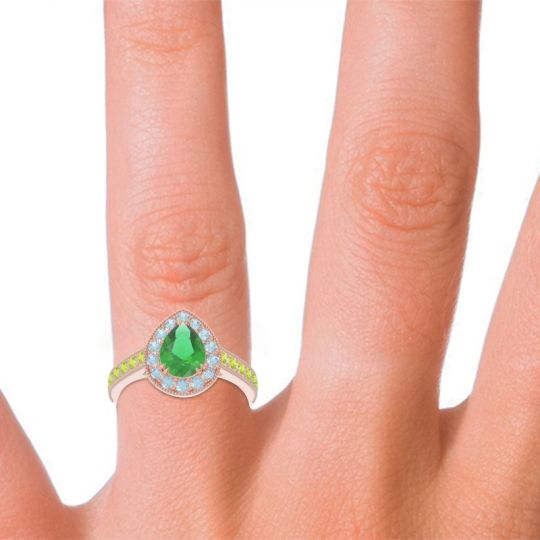 Halo Pave Milgrain Pear Samsic Ring