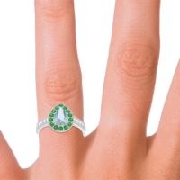 Halo Pave Milgrain Pear Samsic Ring