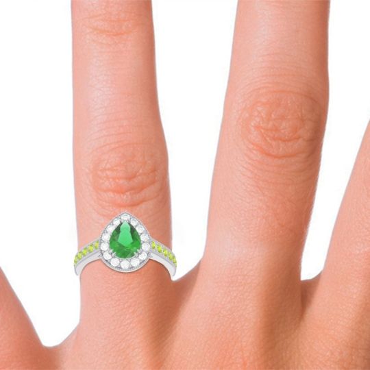 Halo Pave Milgrain Pear Samsic Ring