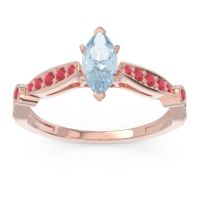 Aquamarine Ring In 18K Rose Gold With Ruby And Garnet Citrostra Marquise Antique Ring