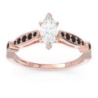 Lab Diamond Ring In 14K Rose Gold With Black Onyx And Citrine Citrostra Marquise Antique Ring